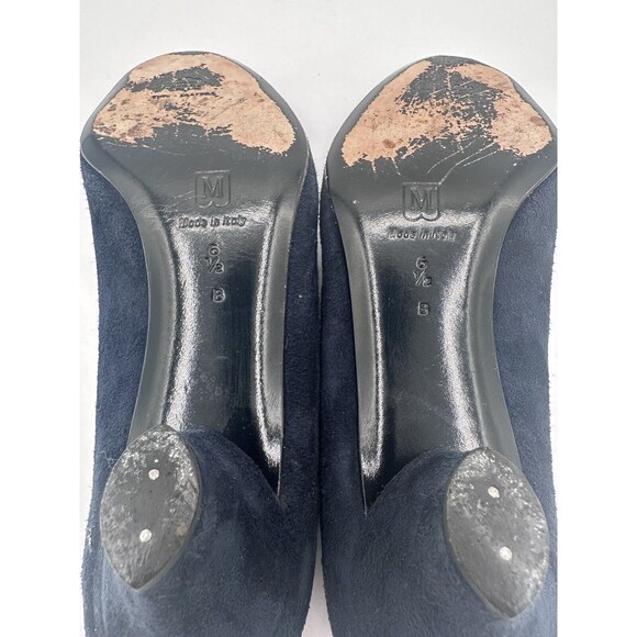 Vintage Italian Bruno Magli Dark Navy Suede Pump 6.5 - Picture 9 of 9